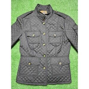 Tory Burch Quilted Jacket Gold-Tone Logo Buttons Women’s 2 Black Style 23081574